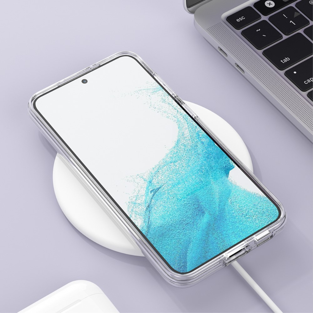 Samsung Galaxy S23 5G Hybrid Hardcase Schutzhülle im Glitzer Design - Grau / Transparent