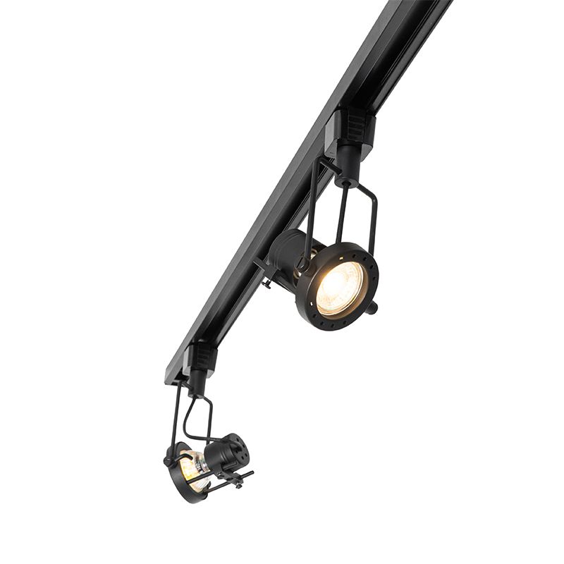 Modern railsysteem met 5 spots zwart 1-fase  - Iconic Suplux