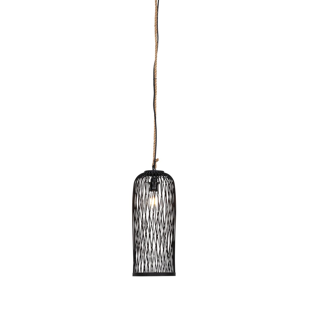 Landelijke buiten hanglamp zwart rotan 25 cm - Calamus
