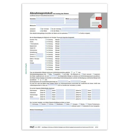 RNK Verlag Mietverträge, A4, Wohnungs-Abnahmeprotokoll - SD