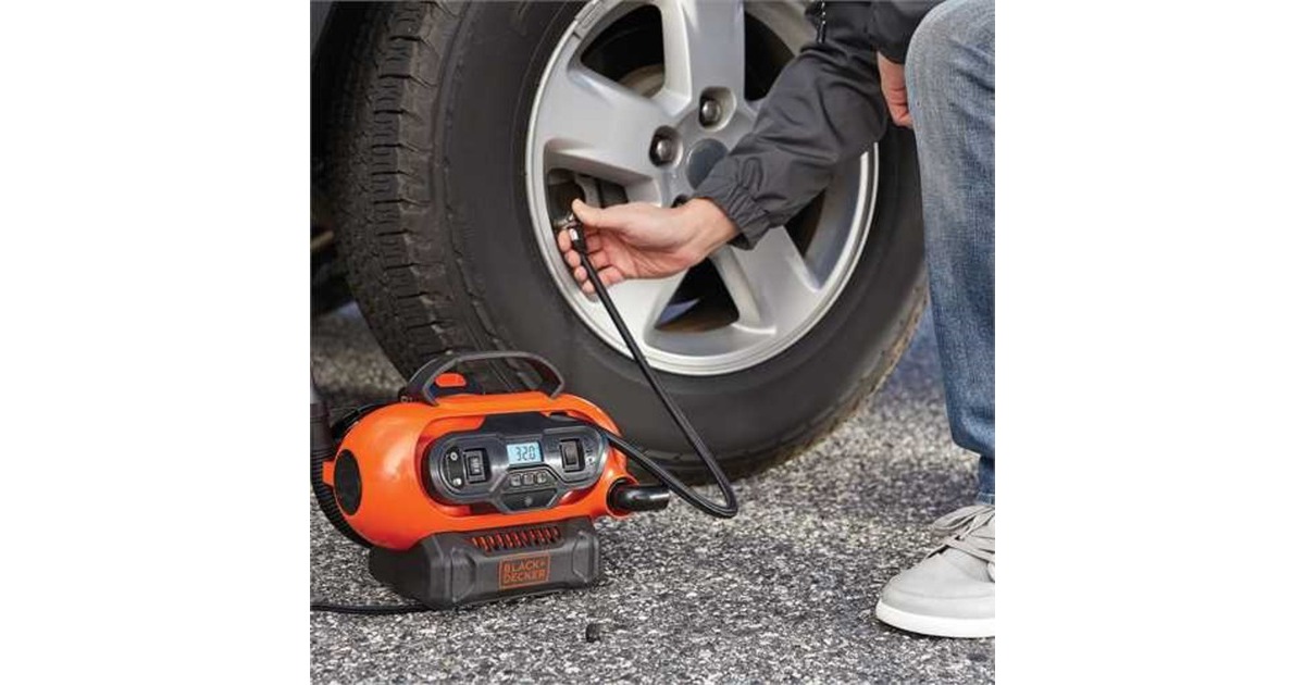 BLACK+DECKERBDCINF18N AC/DC multi-voltage compressor  (Oranje/zwart, Accu niet inbegrepen)
