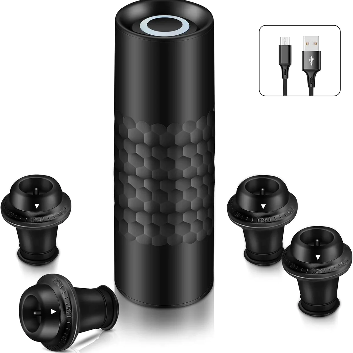 Kit de Pompe à vin Automatique avec 1 Pompe à Vide Rechargeable noir V