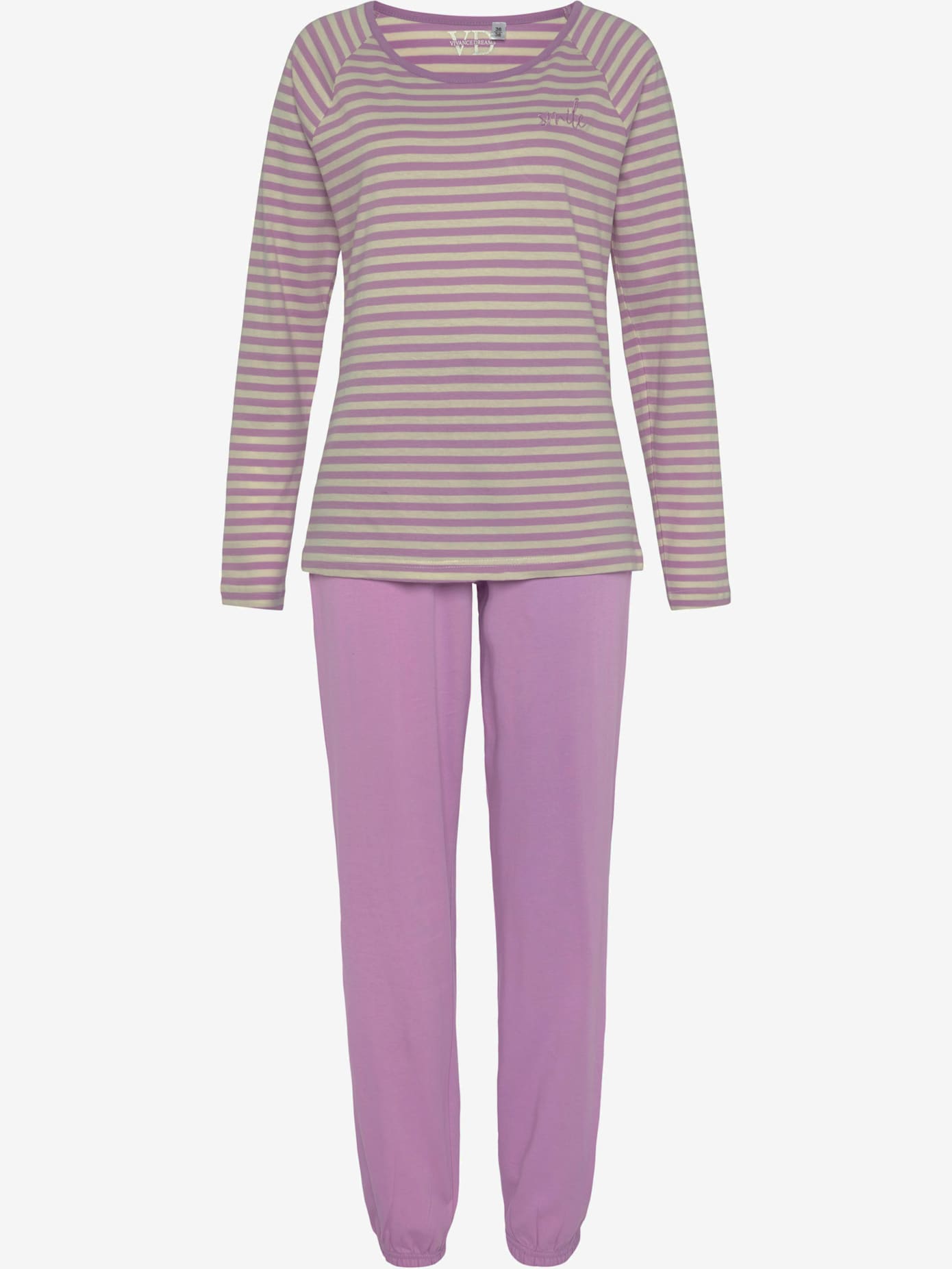 Ensemble pyjama avec rayures en fils teintés et broderie sur la poitrine