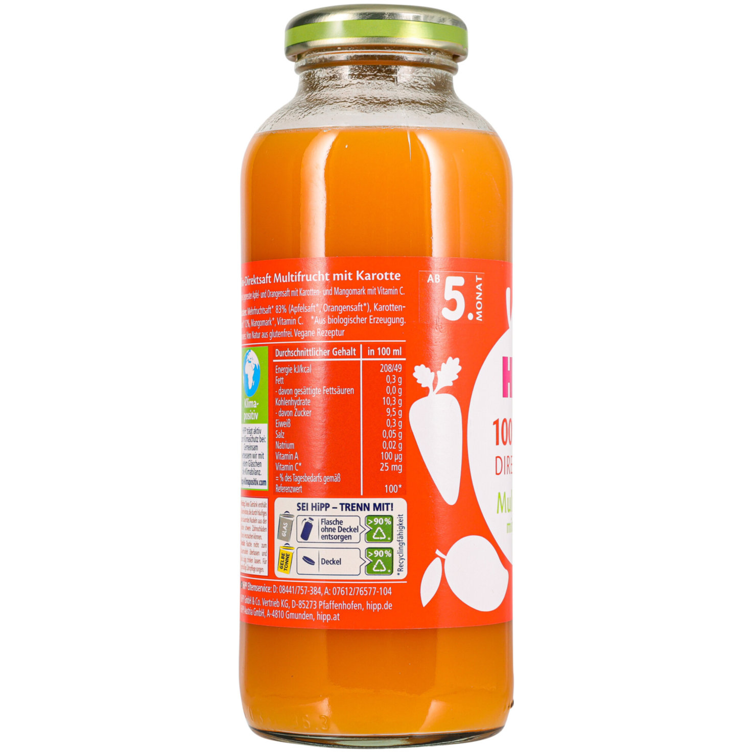 Hipp Bio Direktsaft Mulitfrucht mit Karotte 5+ Monate