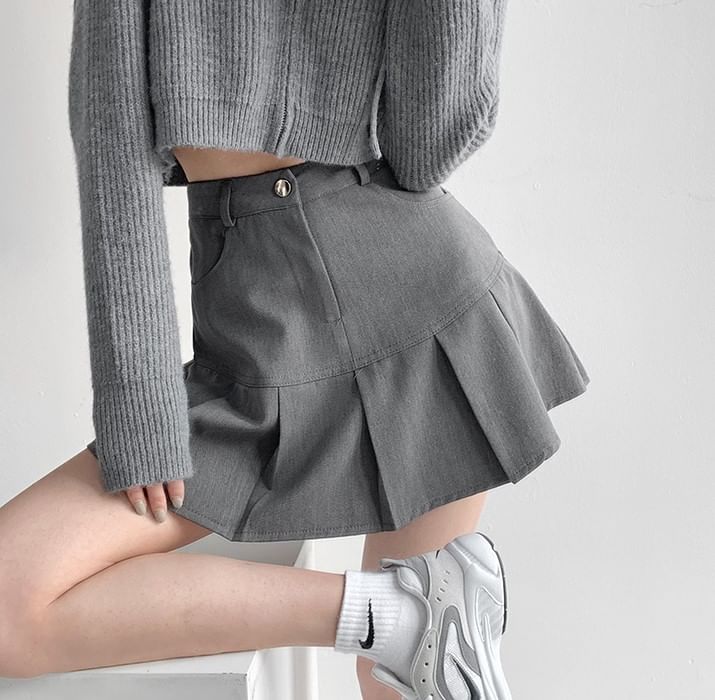 Shira - Hoge taille geplooide minirok