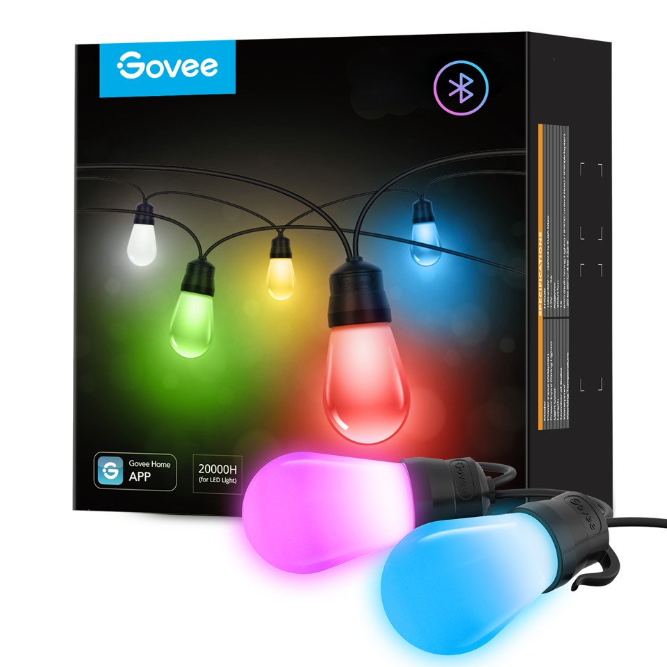 Govee - 14m Udendørs RGBW Lyskæde med Bluetooth & Wi-Fi