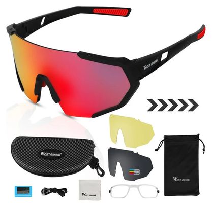 Lunettes de soleil de sport polarisées UV400 avec verres HD - noir