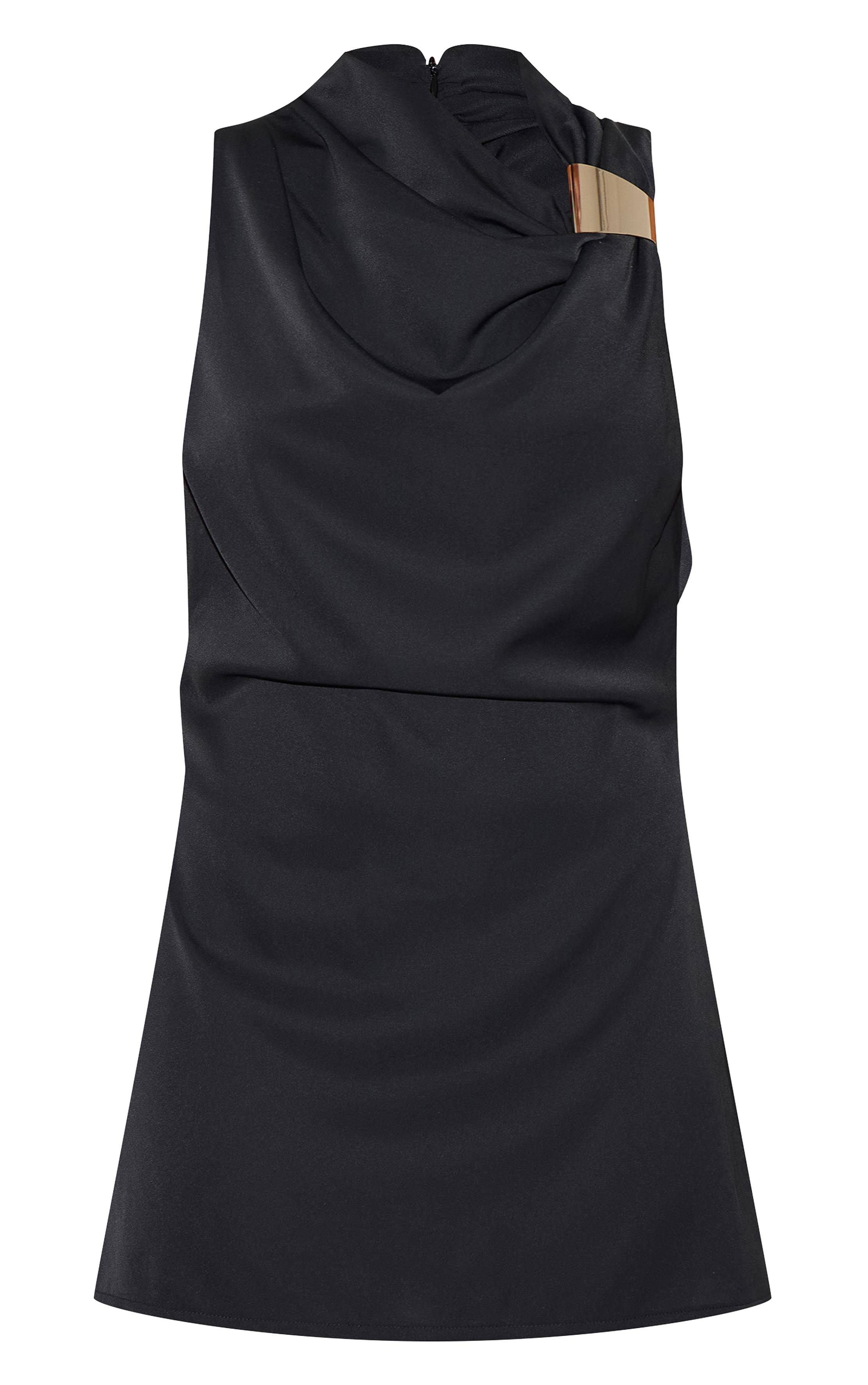 Noir Robe Mini Droite À Liserés Contrastants