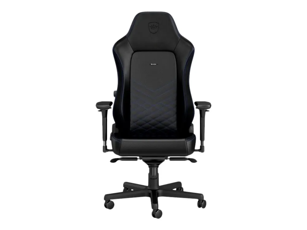 Noblechairs Hero - Stol - ergonomisk - armstøtter - T-formet - vippe - drejeled - aluminium, polyurethan, stål, memory foam, polyuretan vegan falsk læder - sort, blå