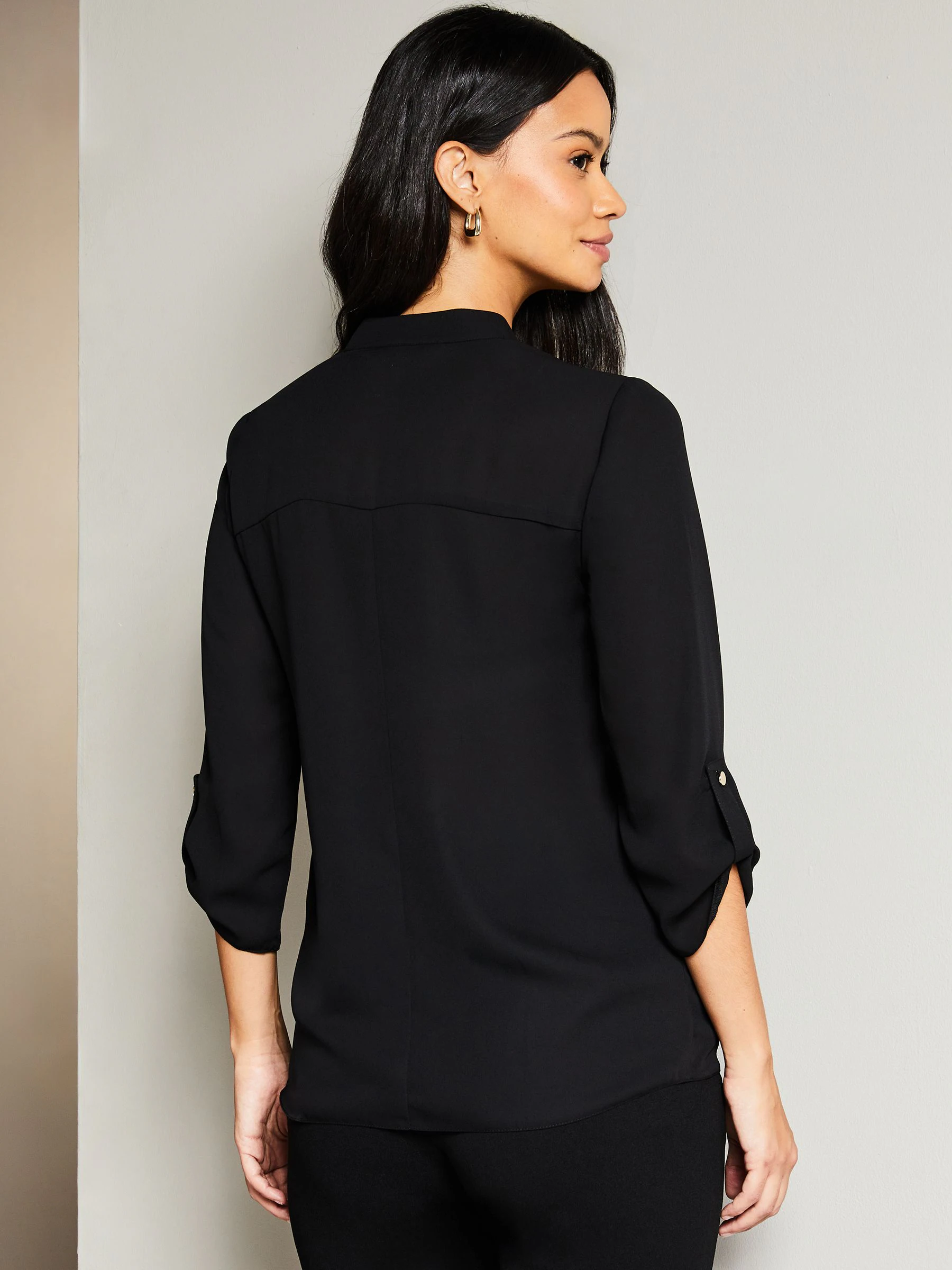 Zwart - Lipsy blouse met utility zakken en rits aan de voorkant