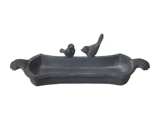 Mangeoire à oiseaux abreuvoir jardin fonte grise 30cm