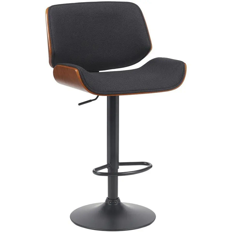 CLP Barkruk Beverley zwart Frame - Stof - walnoot/zwart