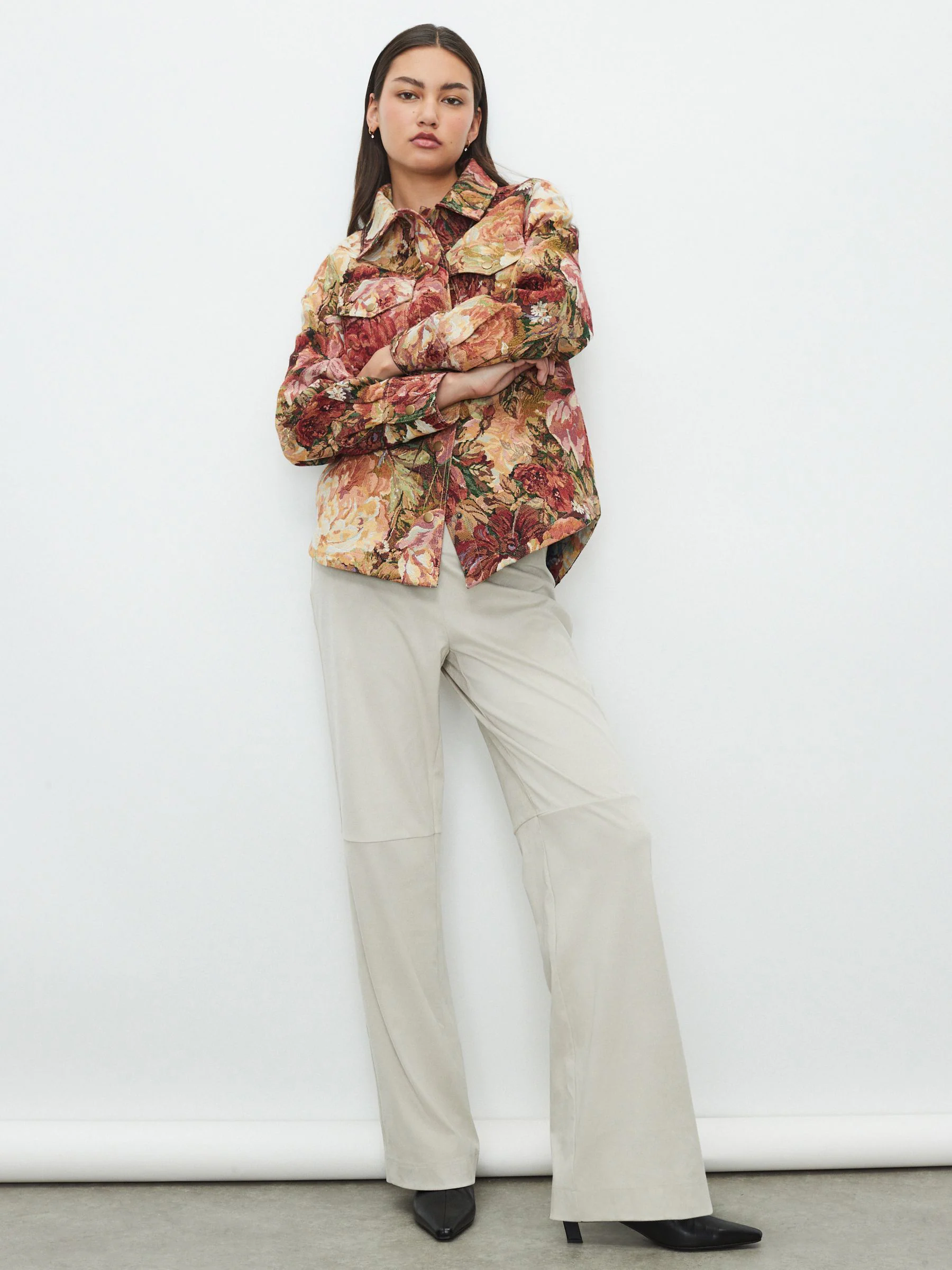 Meerkleurig met bloemenprint - Tapestry Long Sleeve Shacket