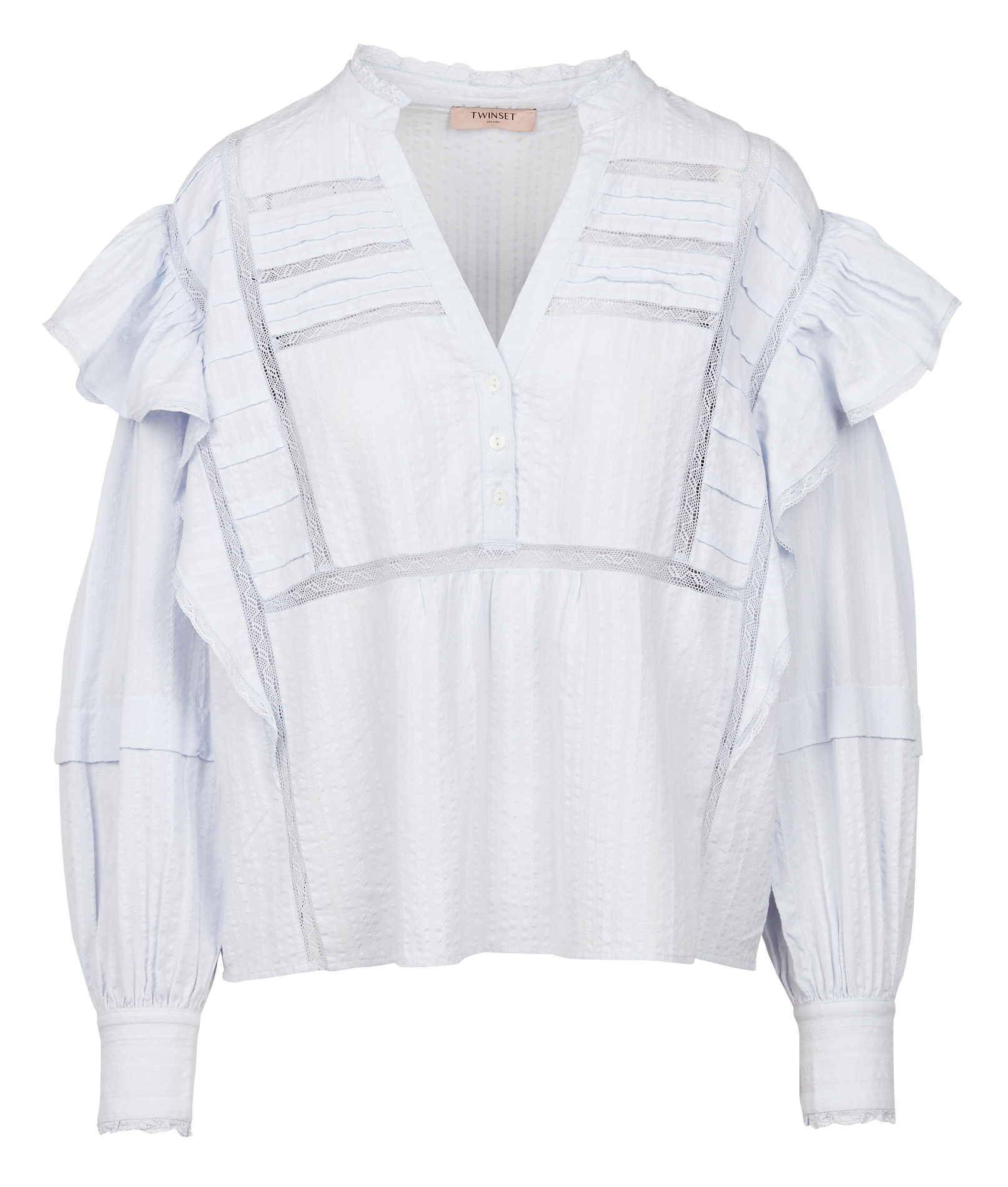 Top col tunisien en coton| Bleu