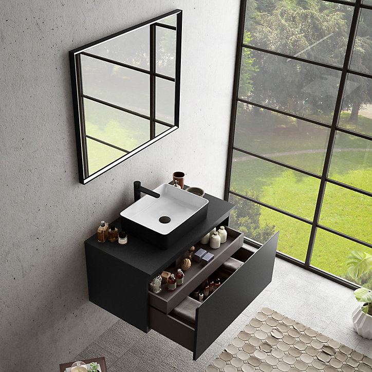 Plan de toilette pour vasque à poser noir 90 cm Pura