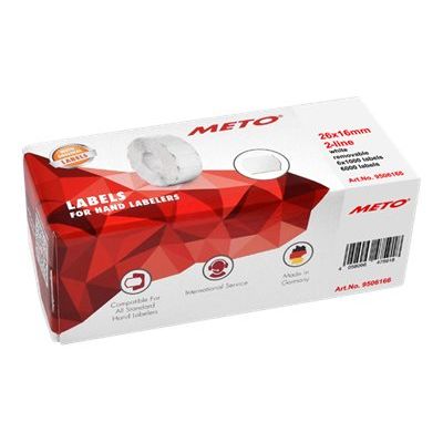 METO Proline - Boîte de 6 rouleaux de 1000 étiquettes enlevables - 26 x 16 mm - blanc - pour étiqueteuse 2 lignes
