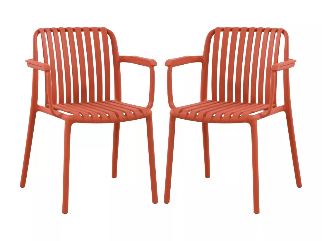 Lot de 2 fauteuils de jardin empilables en polypropylène - Rouge - SESEH de MYLIA
