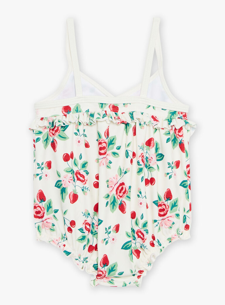 Maillot de bain écru à imprimé fleur et fruit