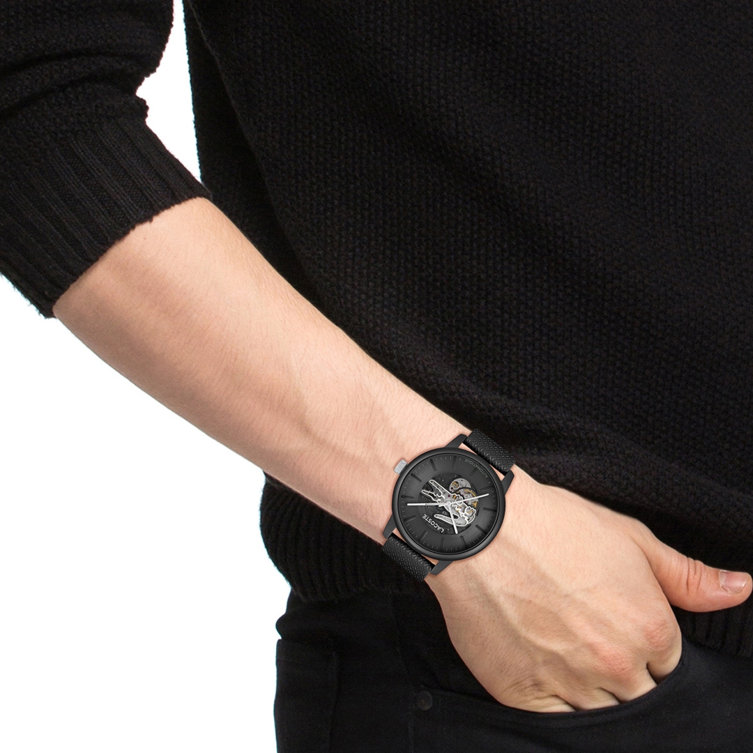 Lacoste 12.12 Automatic Leder Schwarz