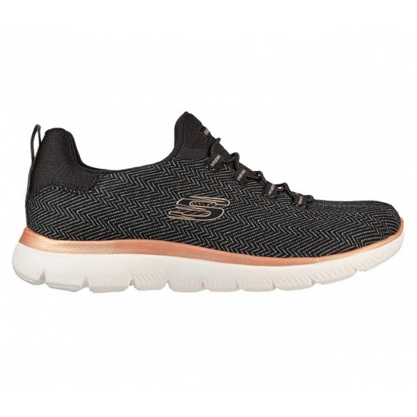 Skechers Summits - Me deslumbrando. Preto/Ouro Rosa
