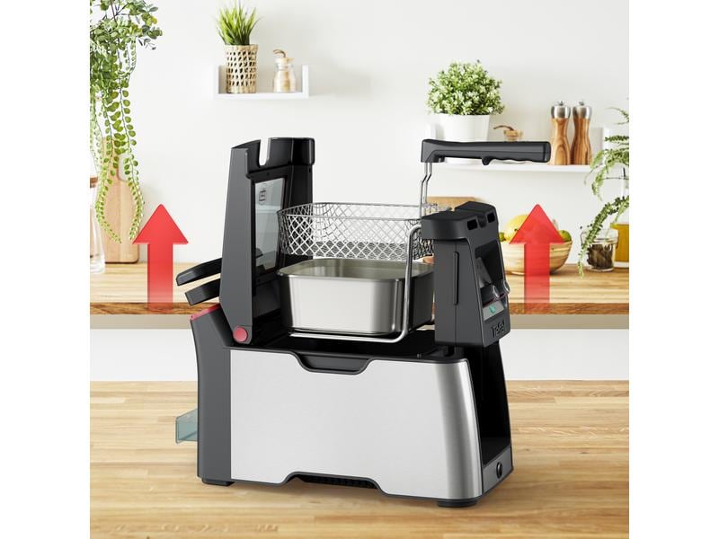 Tefal Fritteuse Clear Duo FR600DCH 1.2 kg, Schwarz/Silber Fritteuse mit extra grossem Sichtfenster
