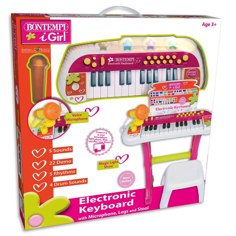 CLAVIER ELECTRONIQUE 24  TOUCHES SUR PIEDS AVEC TABOURET ET MICRO