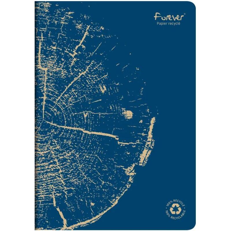 Cahier piqué FOREVER PREMIUM 100% recyclé A4 96 pages ligné papier recyclé blanc 90 g - Bleu cobalt