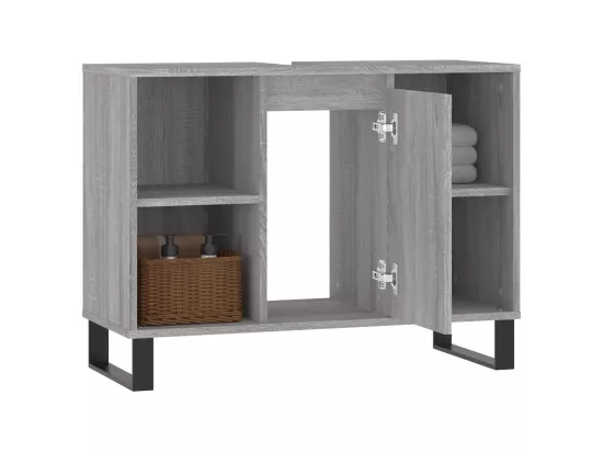 Armoire salle de bain sonoma gris 80x33x60 cm bois d'ingénierie