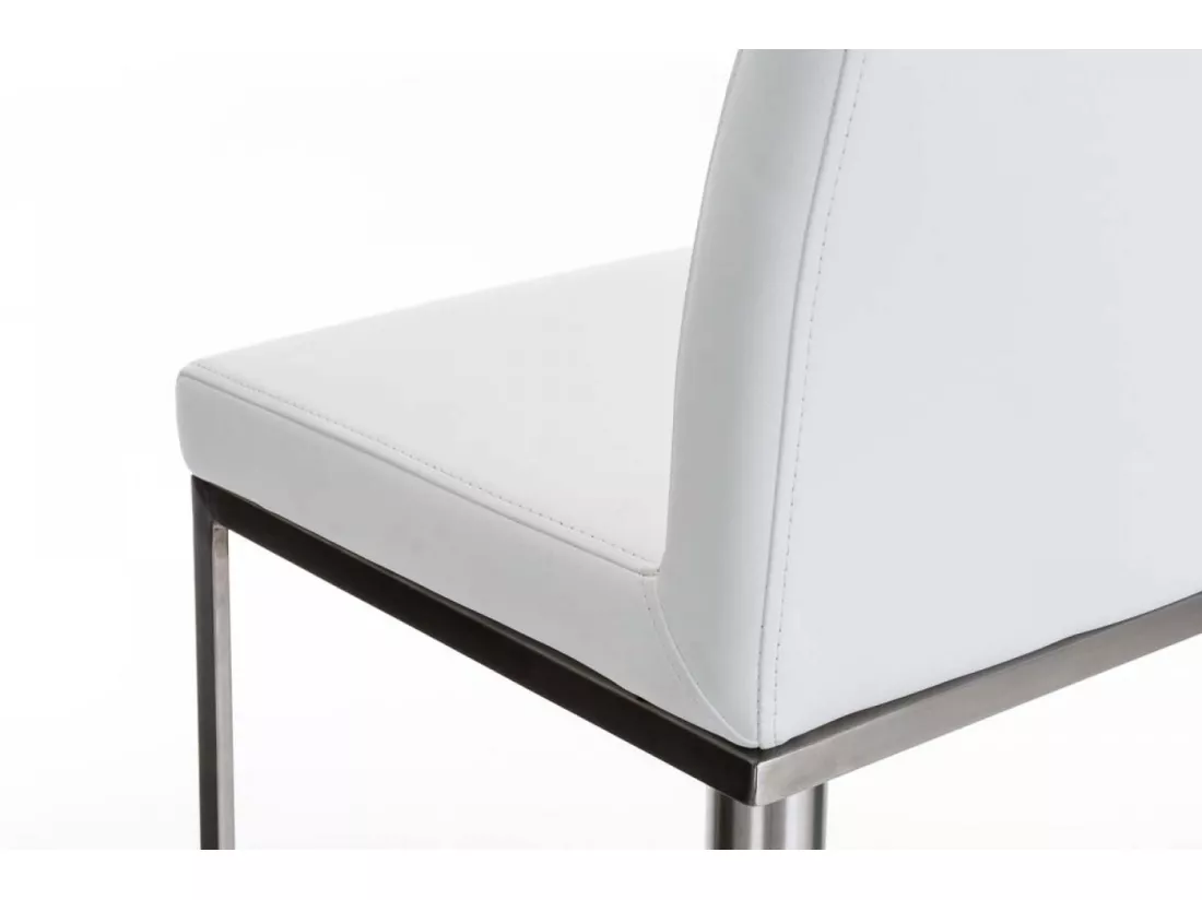 Lot de 2 Tabouret de bar - Similicuir & Acier inoxydable - Blanc - Panama