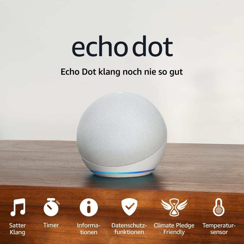 Echo Dot 5. Gen. Smart Speaker Lautsprecher mit WLAN / Bluetooth und Sprachsteuerung via Amazon Alexa (B09B94956P) - Weiss