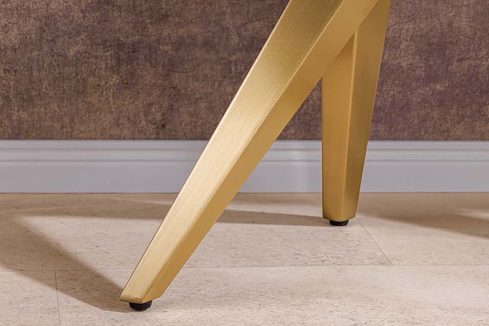 Design Konsolentisch ART LIVING 140cm weiß Marmor Keramik champagner gold brushed