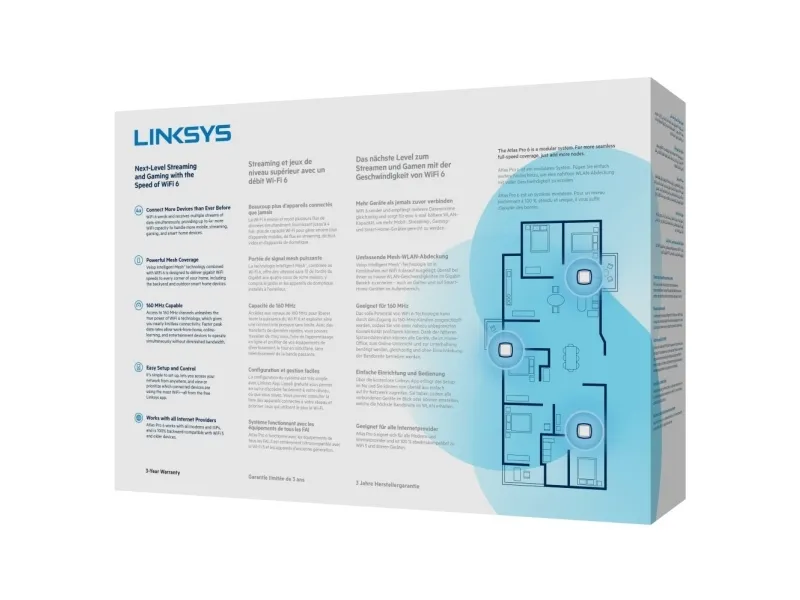 Linksys Atlas Pro 6 - Wi-Fi-system - (2 routere) - op til 5400 sq.ft - mesh 1GbE - Wi-Fi 6 - Dual Band