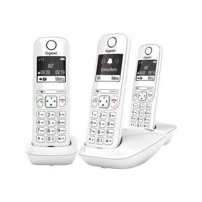 Gigaset AS690 Trio - téléphone sans fil + 2 combinés supplémentaires - blanc