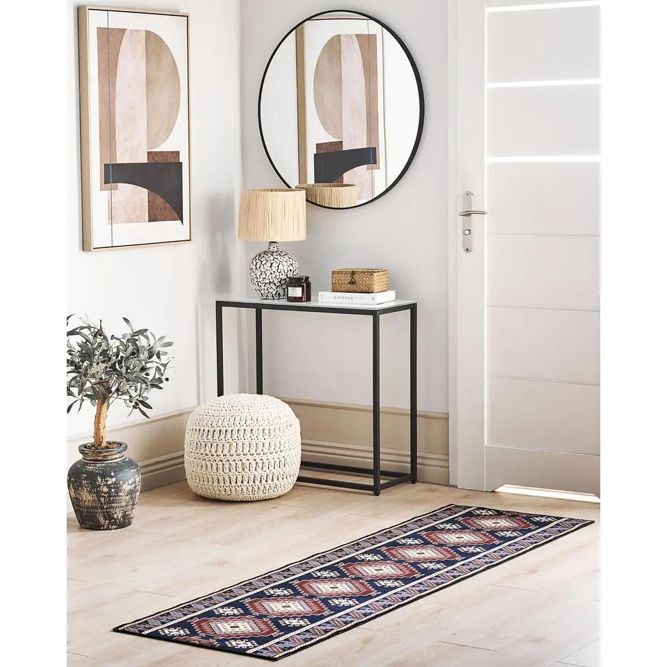 KANGAL - Loper tapijt - Blauw/Rood - 60 x 200 cm - Polyester