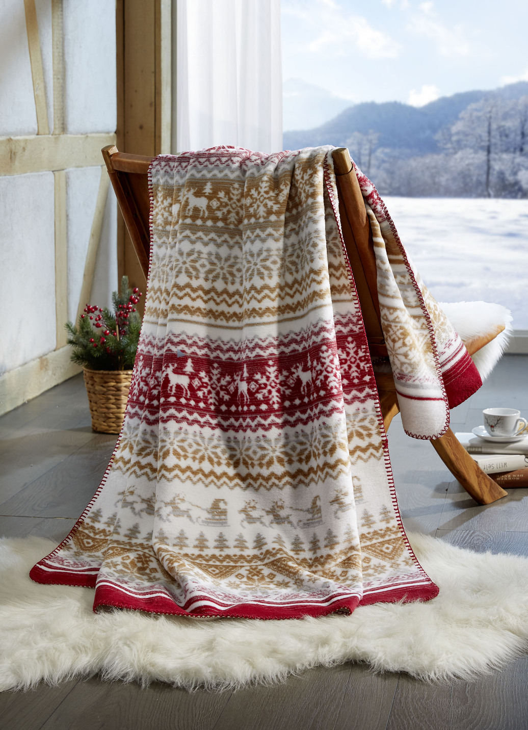 Kuschelige Wohndecke mit winterlichen Motiven