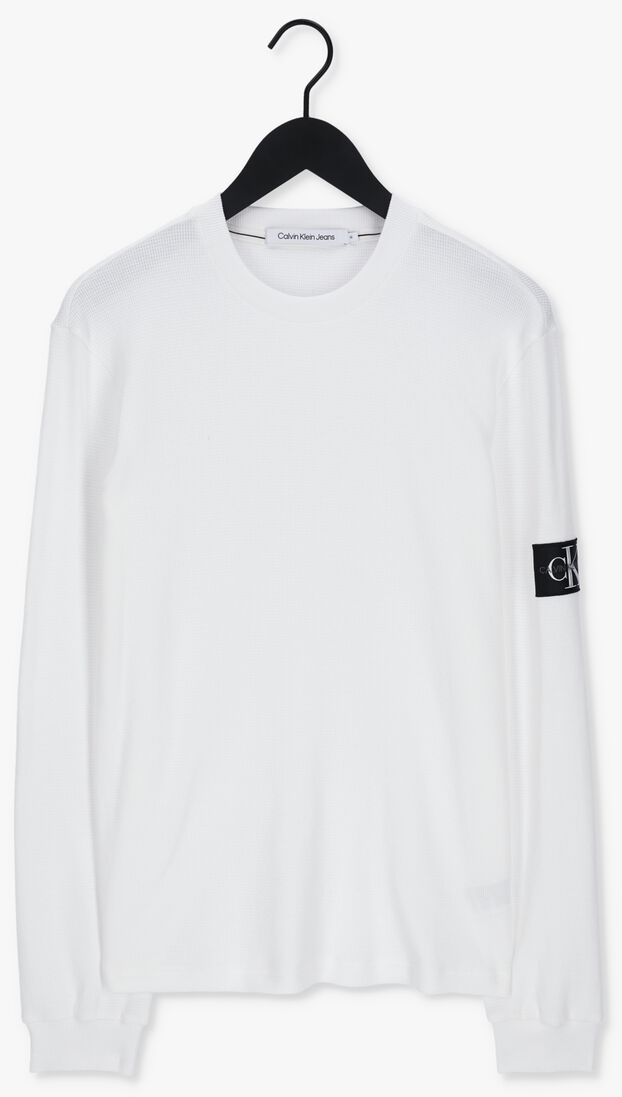 CALVIN KLEIN witte calvin klein sweater badge waffle ls tee