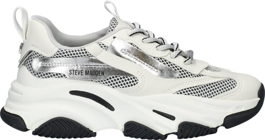 Steve Madden Witte Mesh Sneakers met Zilver en Wit Overlays White Dames