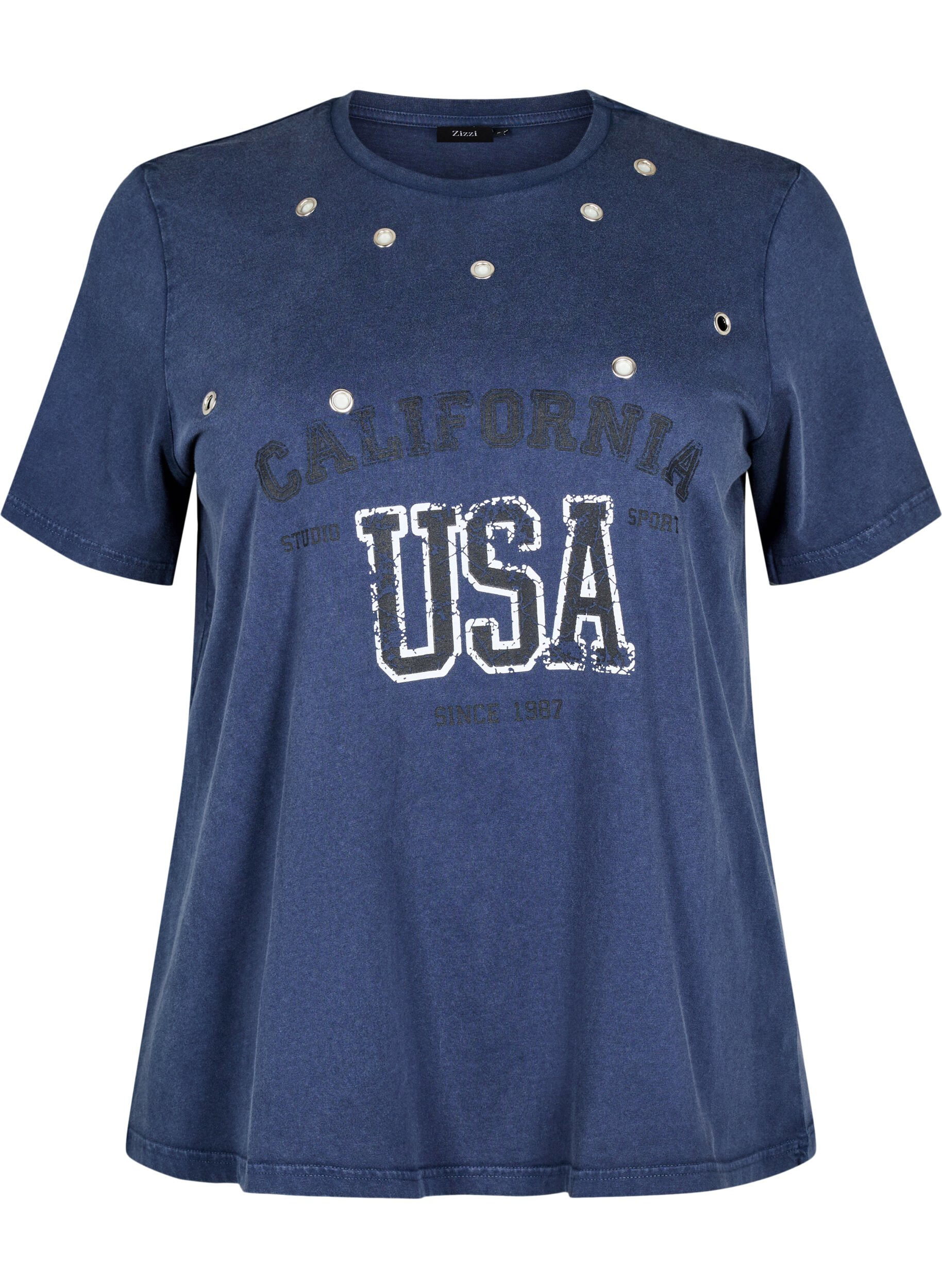 T-shirt med eyelets og print