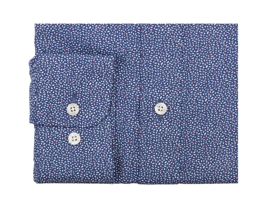 Chemise navy imprimée motifs blancs et rouges - PHIDÉLIEN