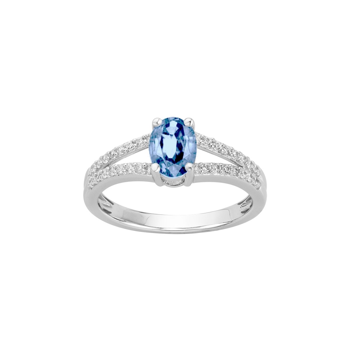 Bague en Argent avec spinelle bleu topaze