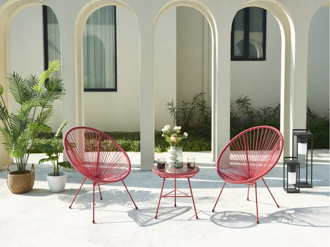 Lot de 2 fauteuils de jardin en fils de résine tressés - Terracotta - ALIOS III de MYLIA