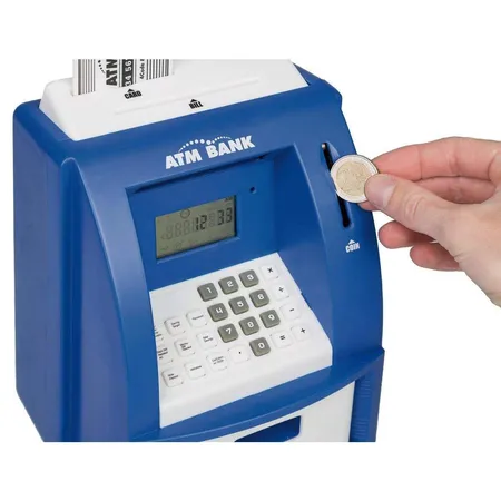 Idena Spardose Geldautomat Digital mit Sound, blau