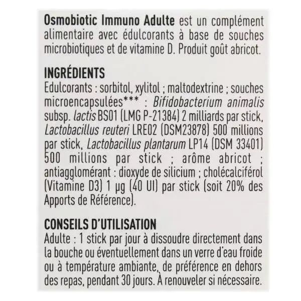 Boiron Osmobiotic Immuno Adulte 30 sticks orodispersibles