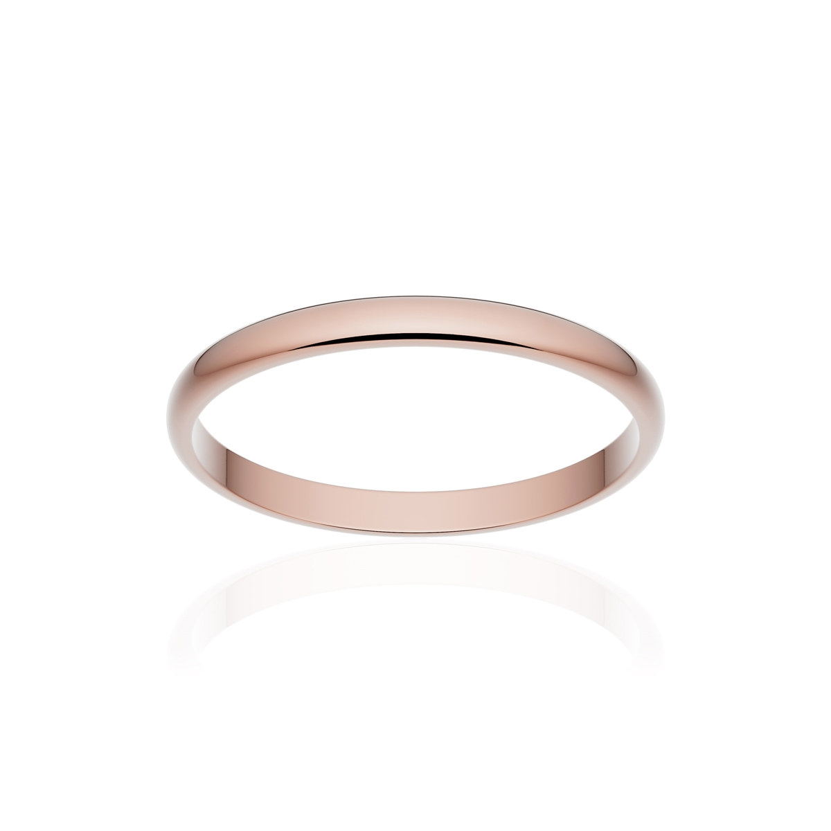 Alliance or 750 rose poli demi-jonc 2mm