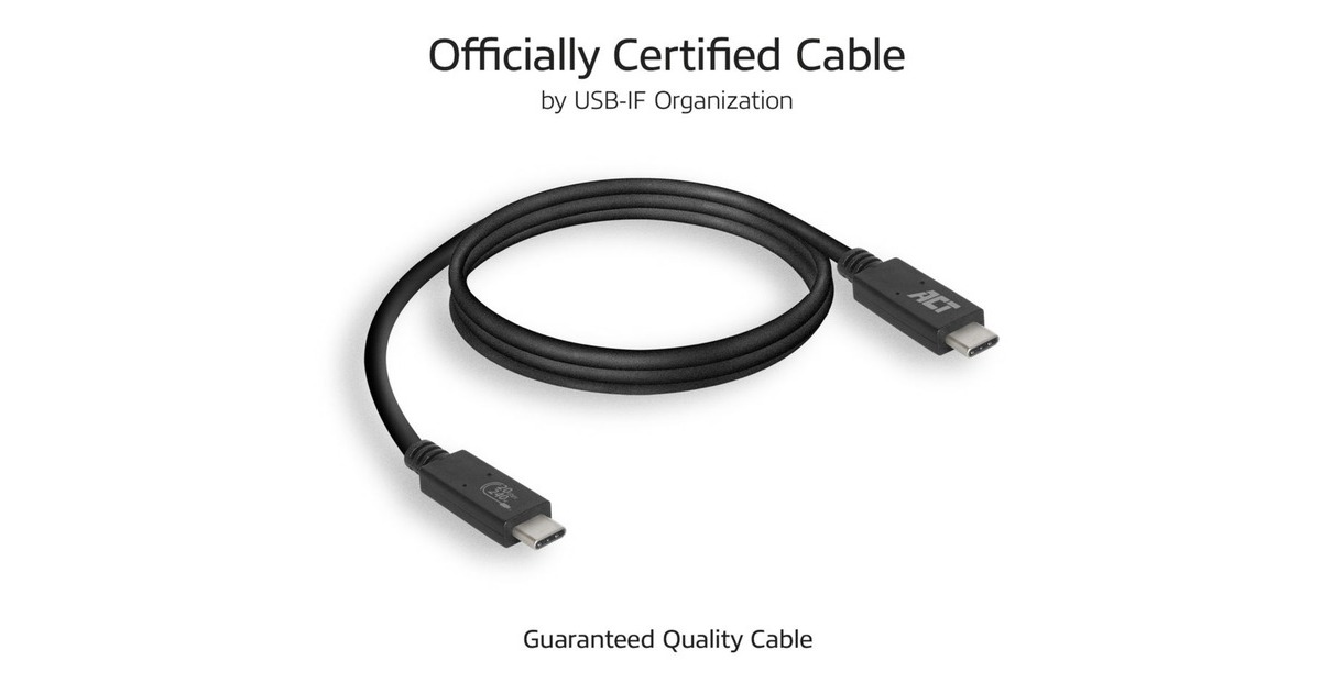 ACT ConnectivityUSB4® 20Gbps aansluitkabel C male - C male 1 meter USB-IF gecertificeerd  (Zwart)