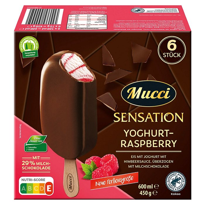 MUCCI Stieleis sortiert 450 g, Yoghurt-Raspberry
