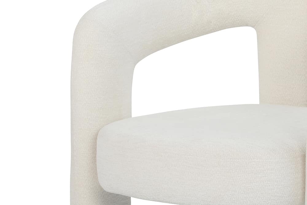 Design Stuhl ARCH creme weiß Chenille mit Armlehne Rundum-Bezug