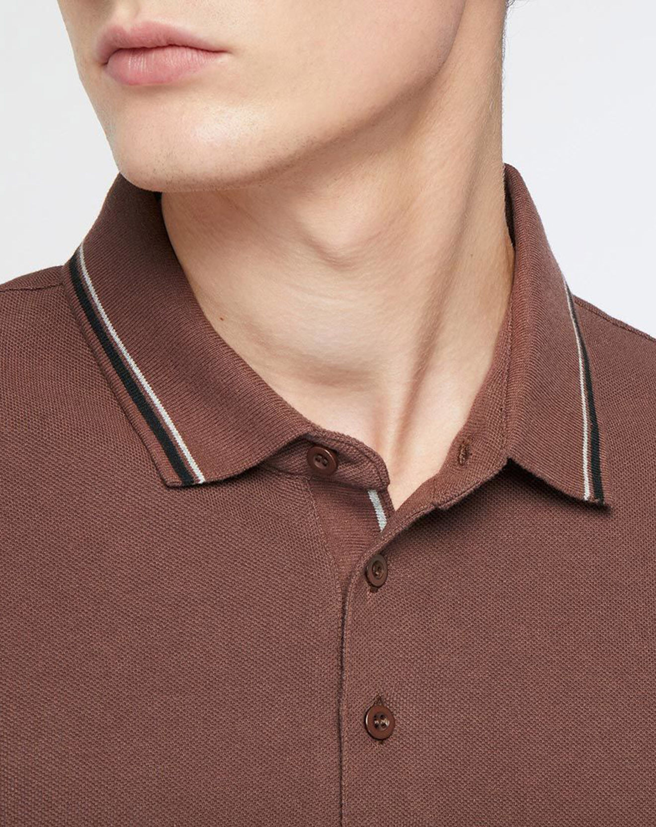 Galeries Lafayette Polo en Coton bio Dolobas Heritage marron foncé
