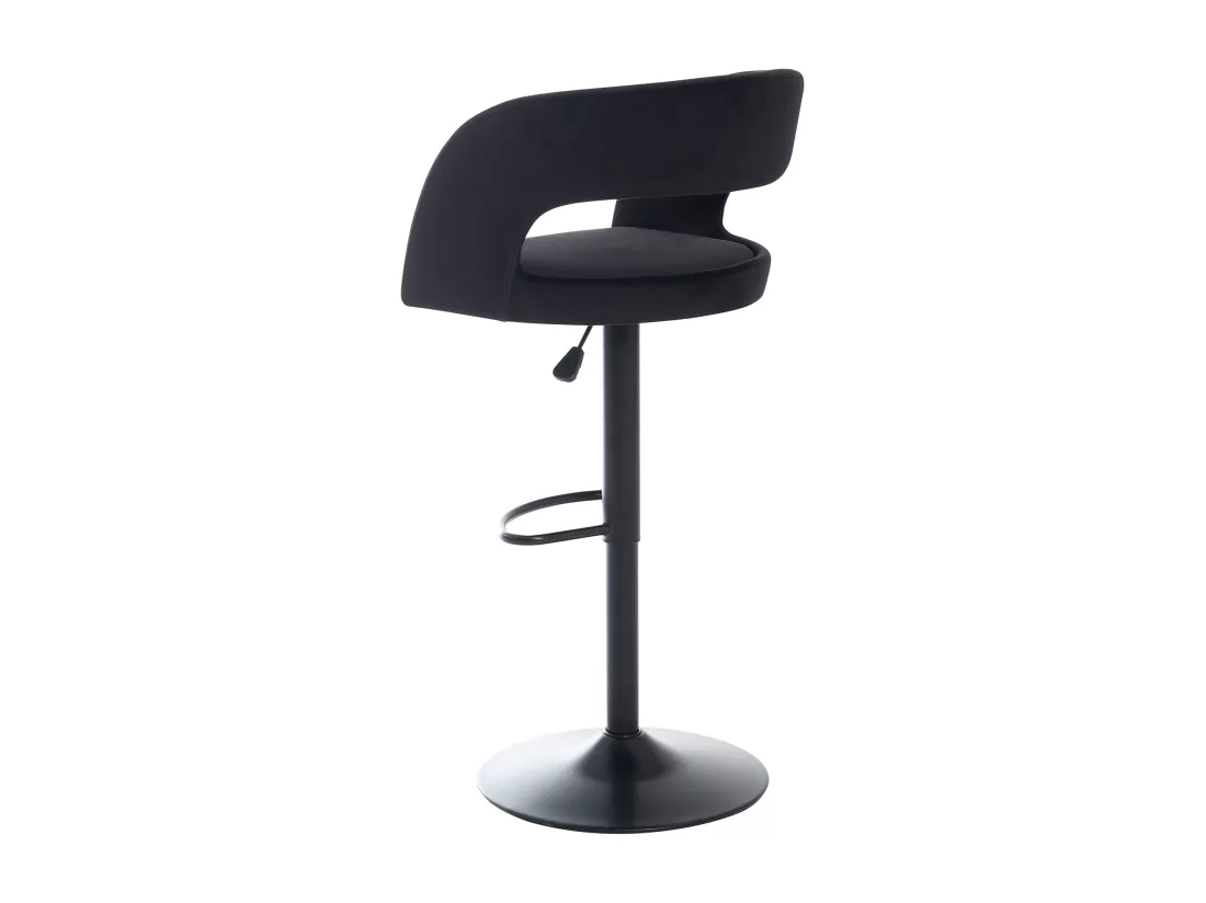 Lot de 2 tabourets de bar en velours et métal - Hauteur réglable - Noir - LAJUNIA