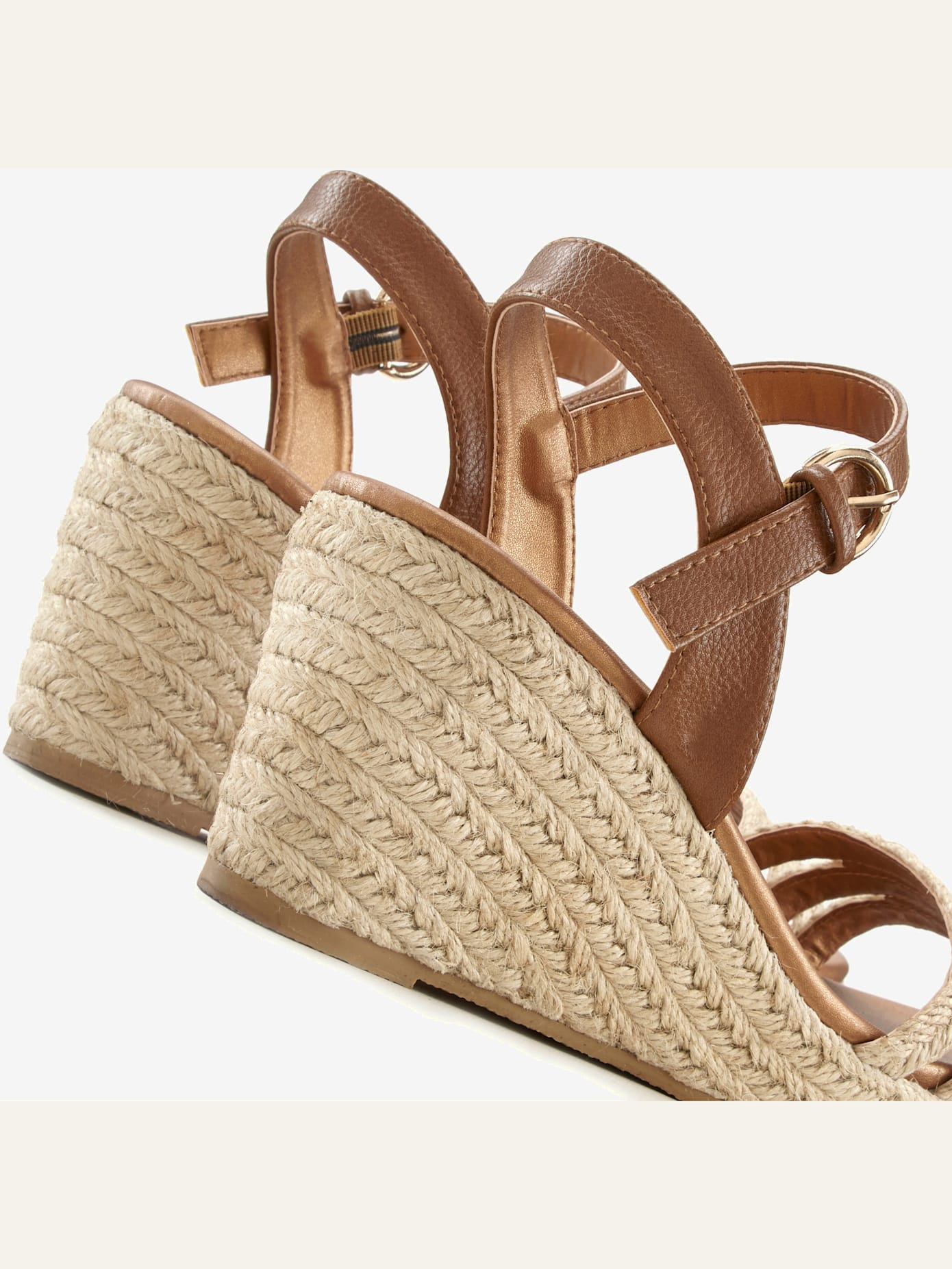 Sandales talon compensé confortable, jolie imitation raphia